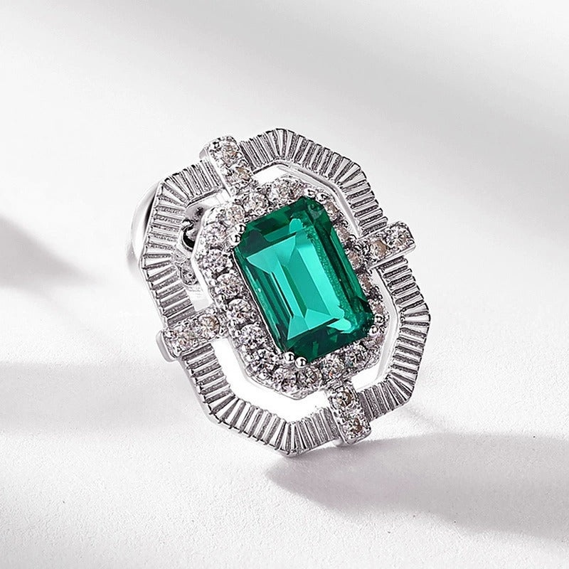 Emerald Cut Lab Emerald Vintage Stud Earrings