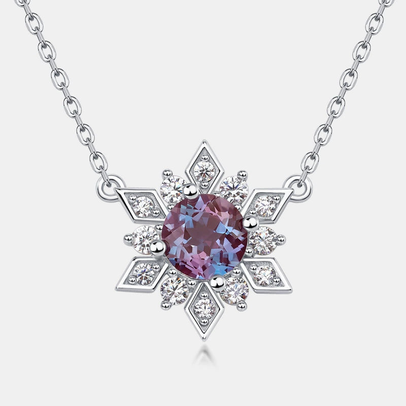 Nerina Round Cut Lab Alexandrite Nature Necklace