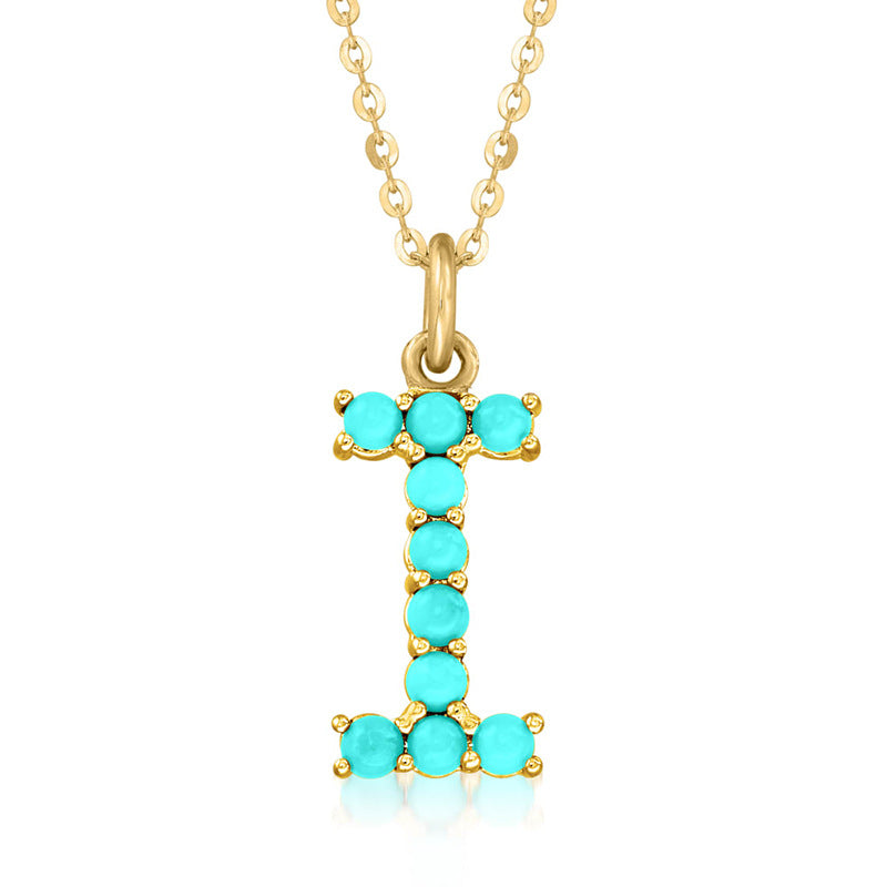 Persephone's Gift Elegant Turquoise Letter Dainty Classic Necklace