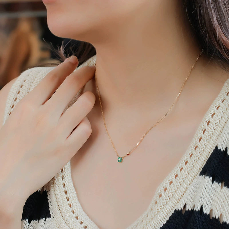 Celestia Round Cut Emerald & ruby  Classic Necklace