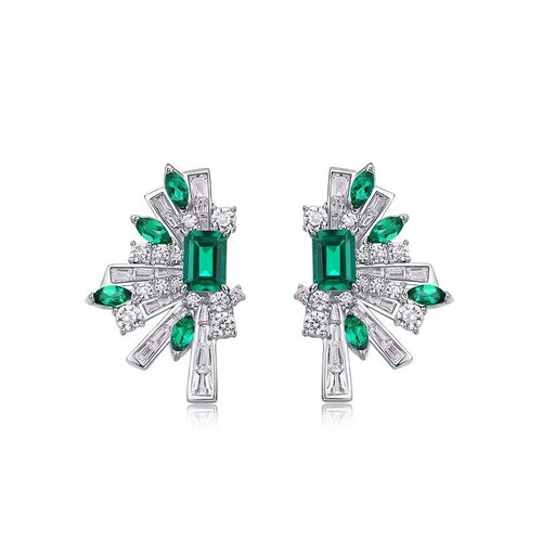 Emerald Cut Lab Emerald Unique Earrings