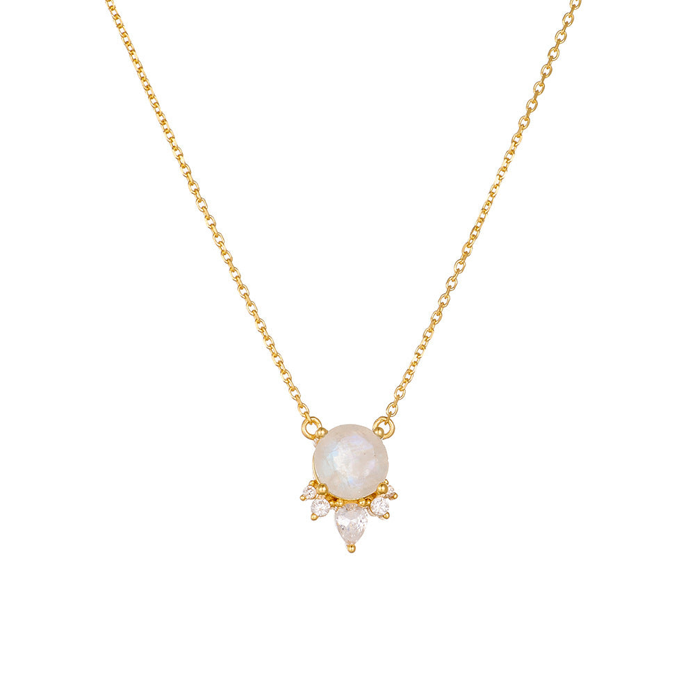 Selene Round Cut Moonstone Classic Necklace