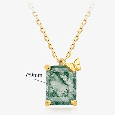 Emerald Cut Moss Agate Unique Necklace - Verdantfly