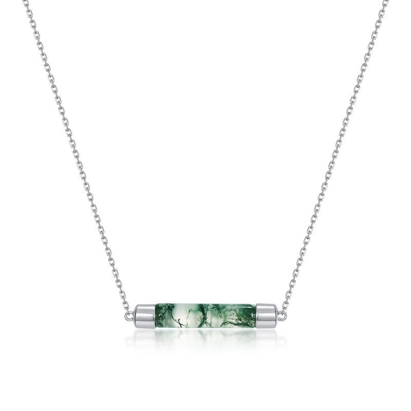 Aurora Kite Cut Moss Agate Unique Necklace