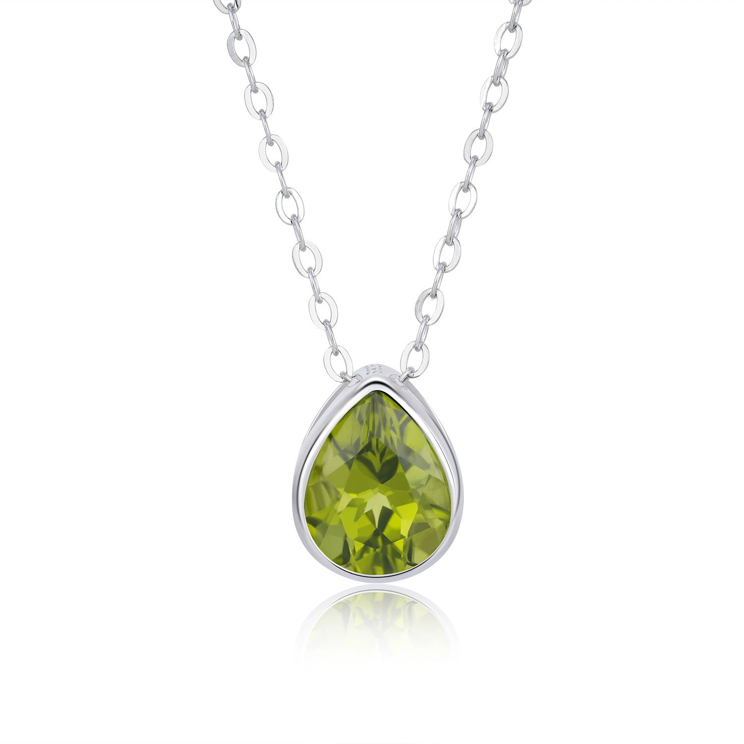 Silas - Pear Cut Green Peridot Classic Necklace