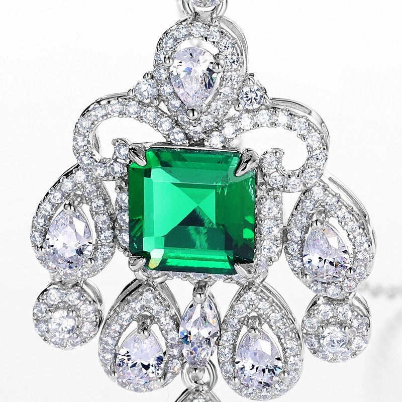 Emeraude Princess Cut Lab Emerald Classic Necklace