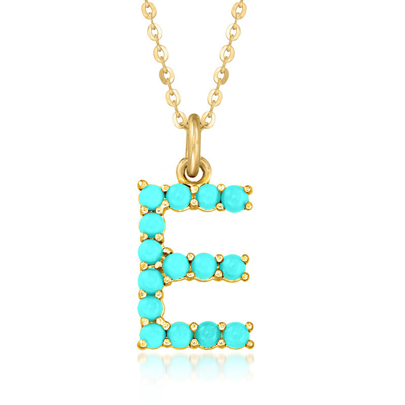 Persephone's Gift Elegant Turquoise Letter Dainty Classic Necklace
