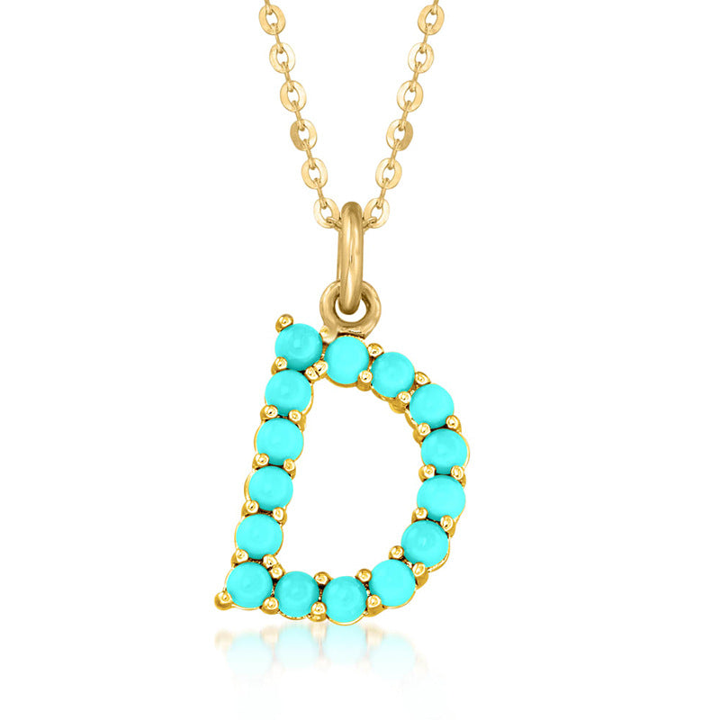 Persephone's Gift Elegant Turquoise Letter Dainty Classic Necklace