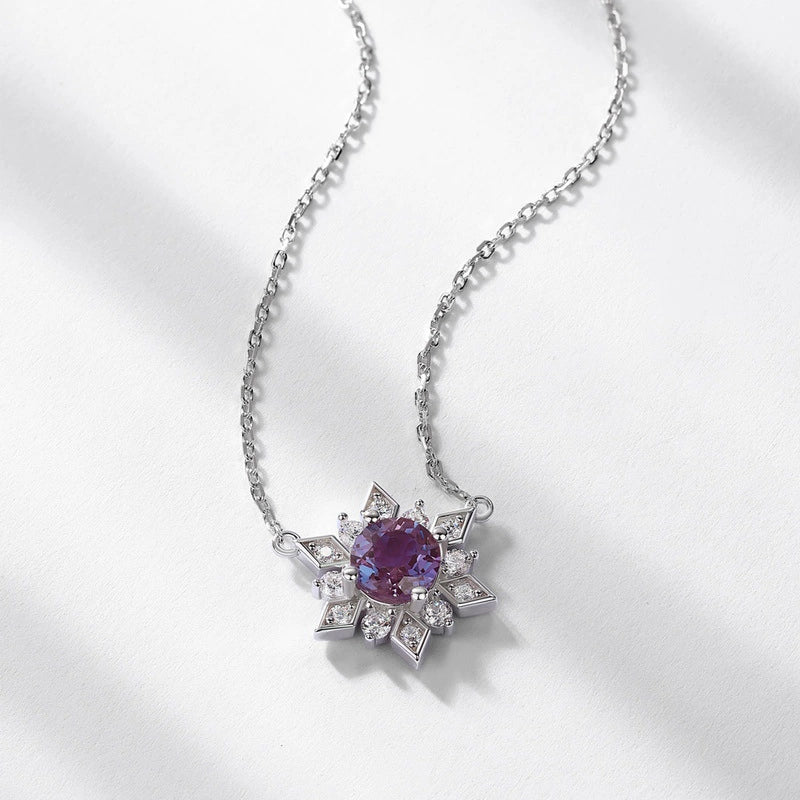 Nerina Round Cut Lab Alexandrite Nature Necklace