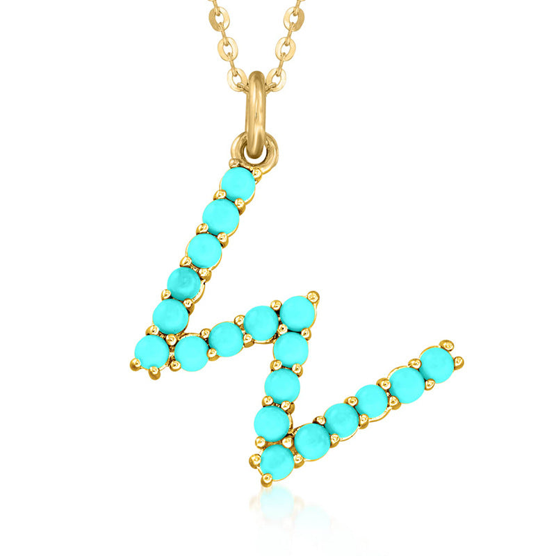 Persephone's Gift Elegant Turquoise Letter Dainty Classic Necklace