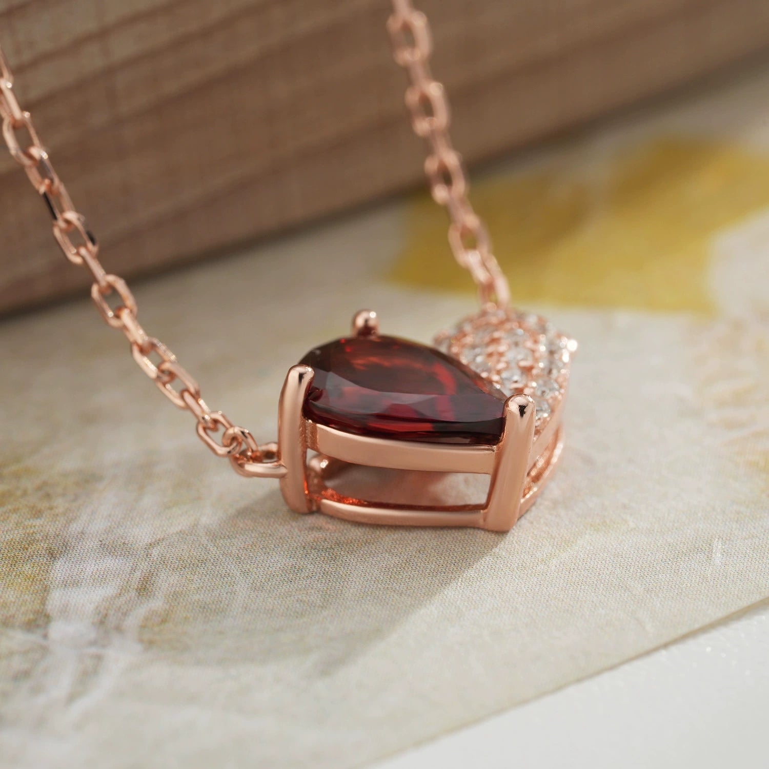 “Felicity”  Heart to Heart Cut Garnet Classic Necklace