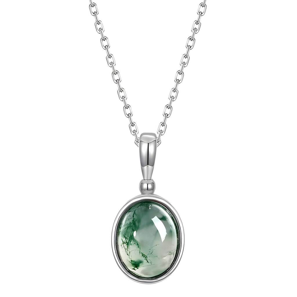 Light Green Moss Agate Friendship Classic Necklaces "Virelia"
