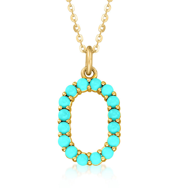 Persephone's Gift Elegant Turquoise Letter Dainty Classic Necklace