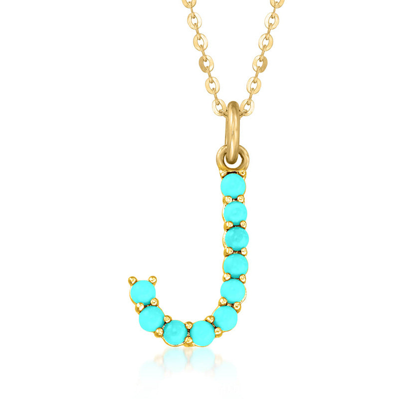 Persephone's Gift Elegant Turquoise Letter Dainty Classic Necklace