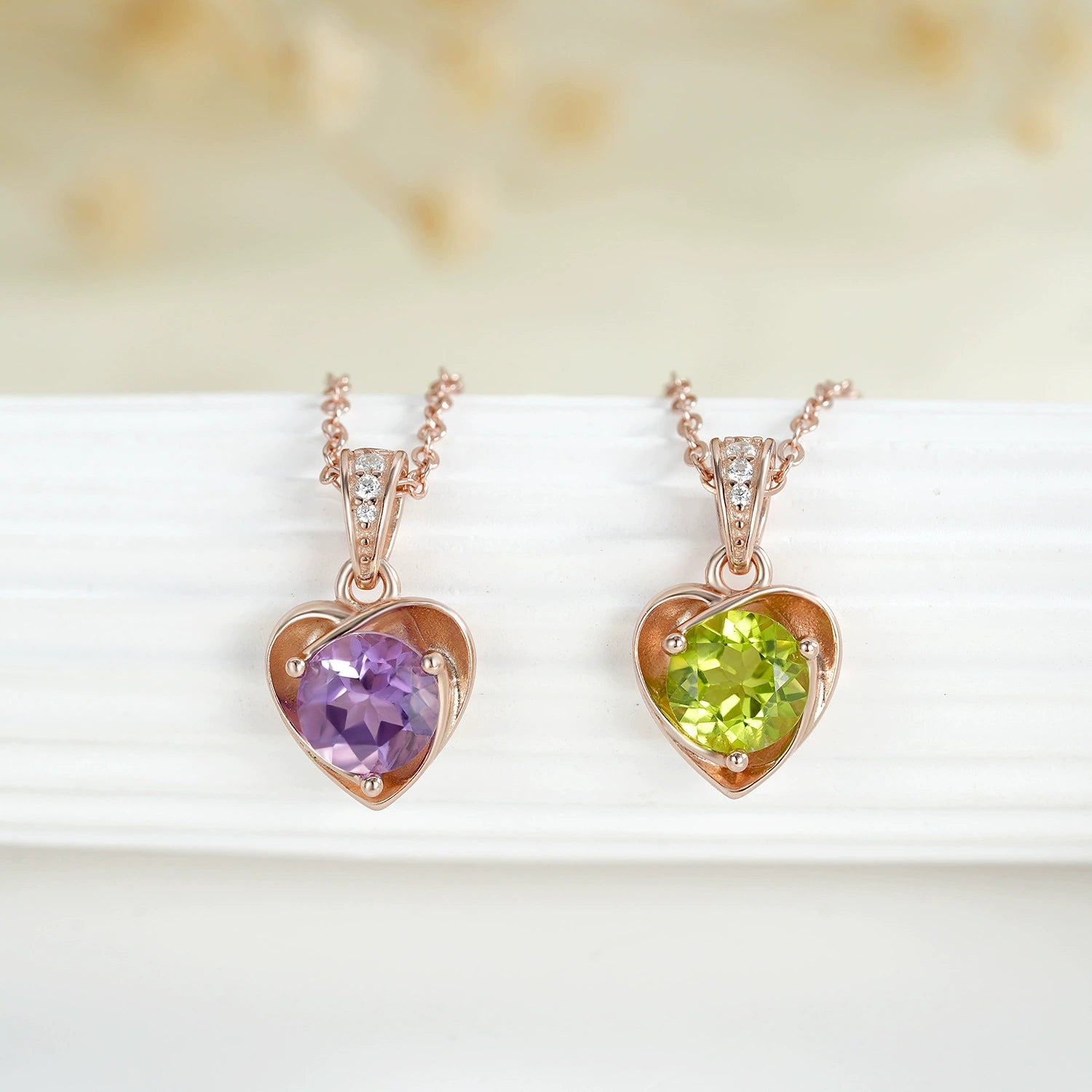 "Grace" Heart Shaped Round Cut Peridot Classic Pendant