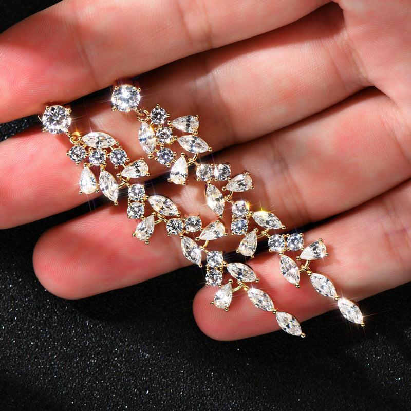 Astrid - Moissanite Dangle Silver Bridal Wedding Earrings