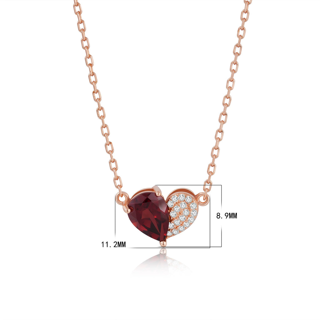 “Felicity”  Heart to Heart Cut Garnet Classic Necklace