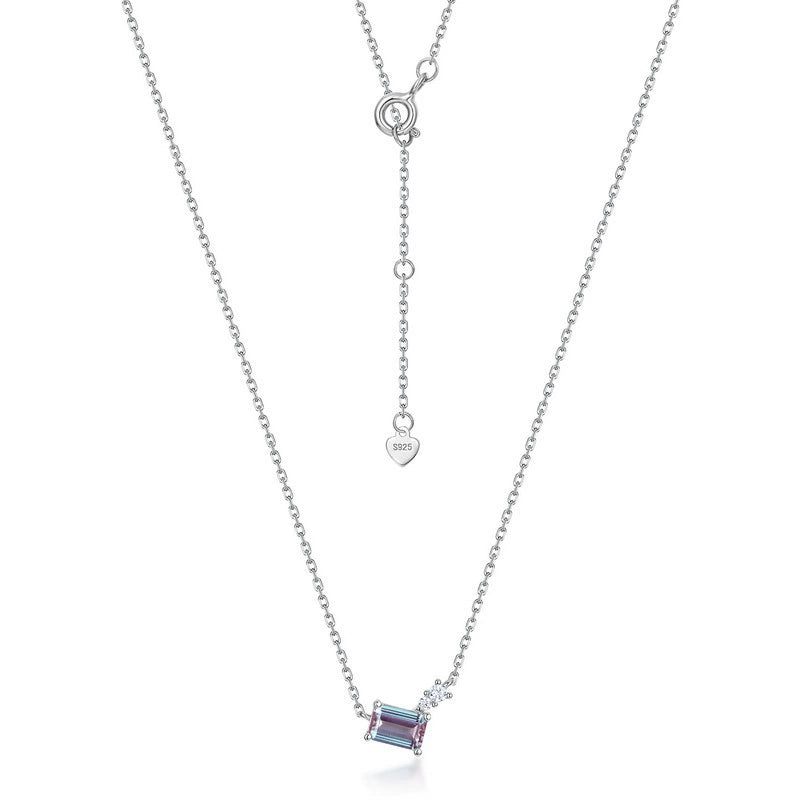 Ophelia Emerald Cut Moss Agate Classic Necklace