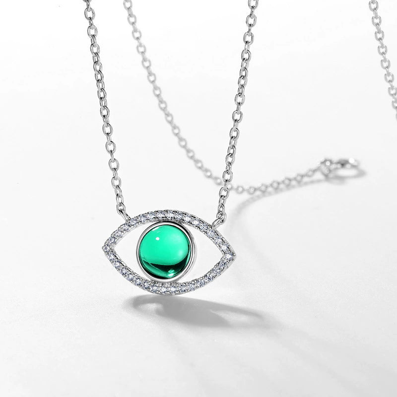 Celeste Round Cut Lab Emerald Unique Necklace