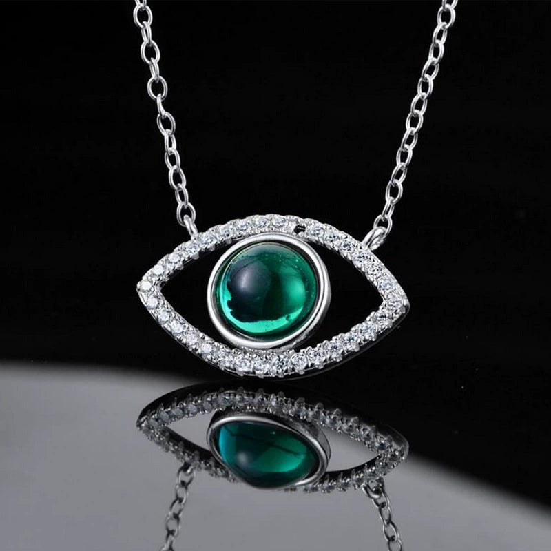 Celeste Round Cut Lab Emerald Unique Necklace