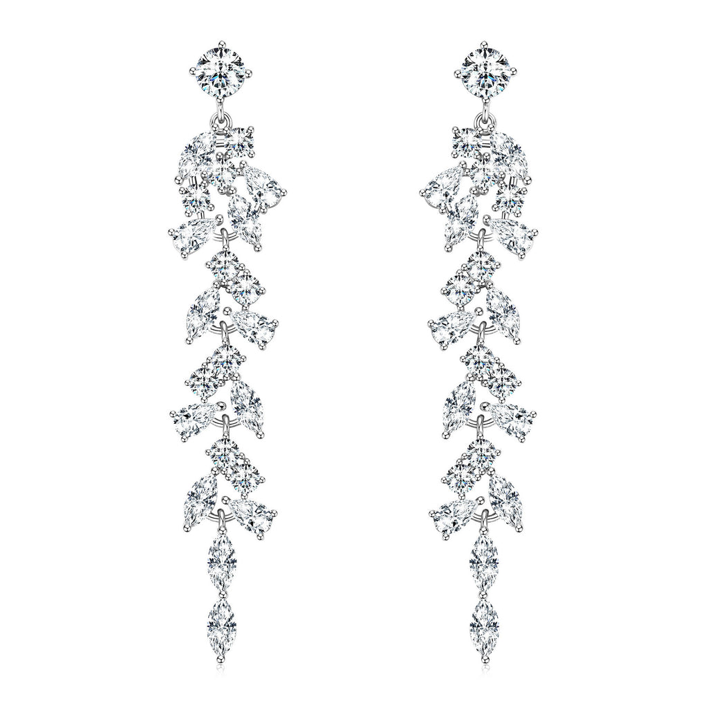 Astrid - Moissanite Dangle Silver Bridal Wedding Earrings