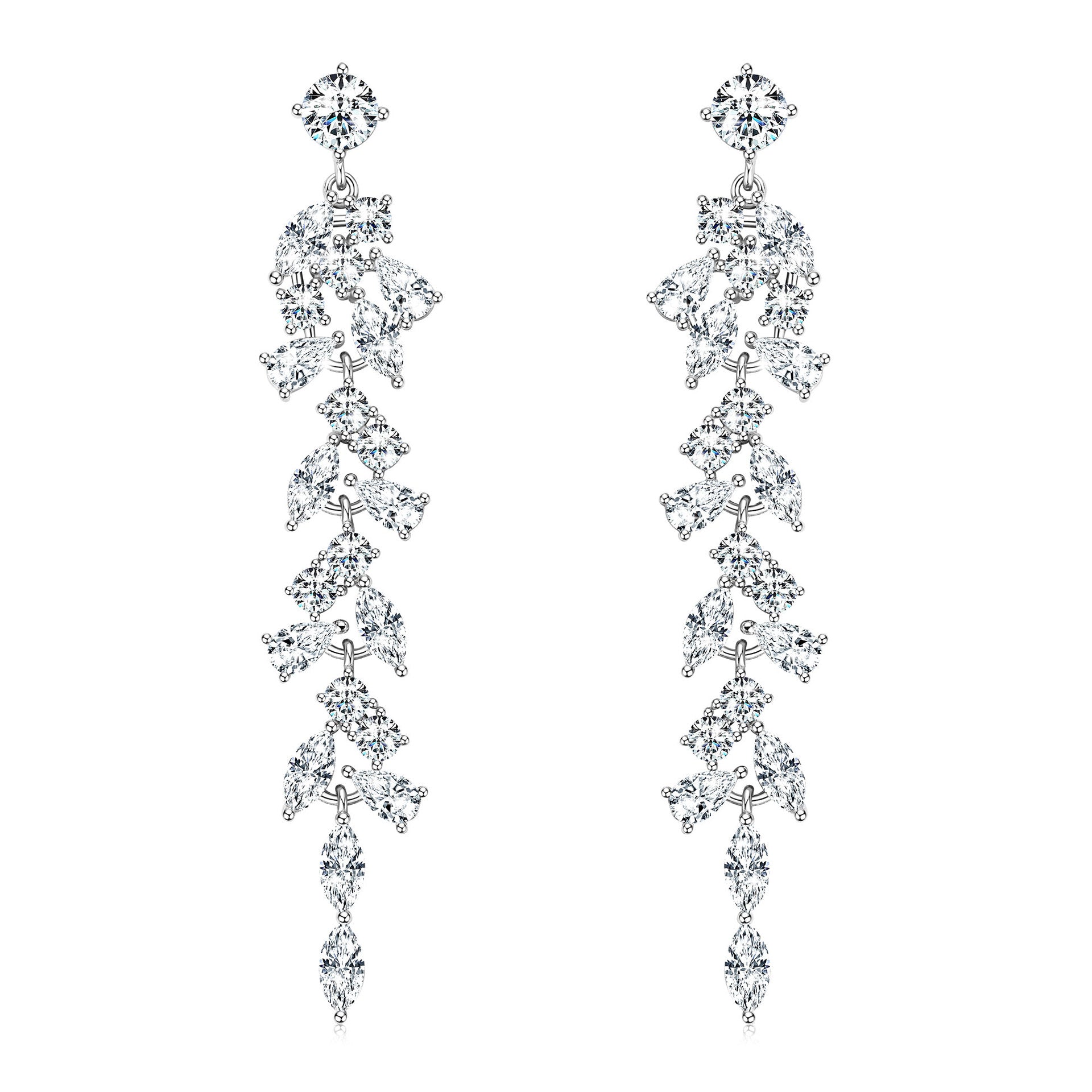 Astrid - Moissanite Dangle Silver Bridal Wedding Earrings