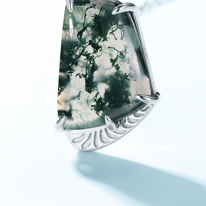 Glade -Moss Agate Minimalist Unique Pendant