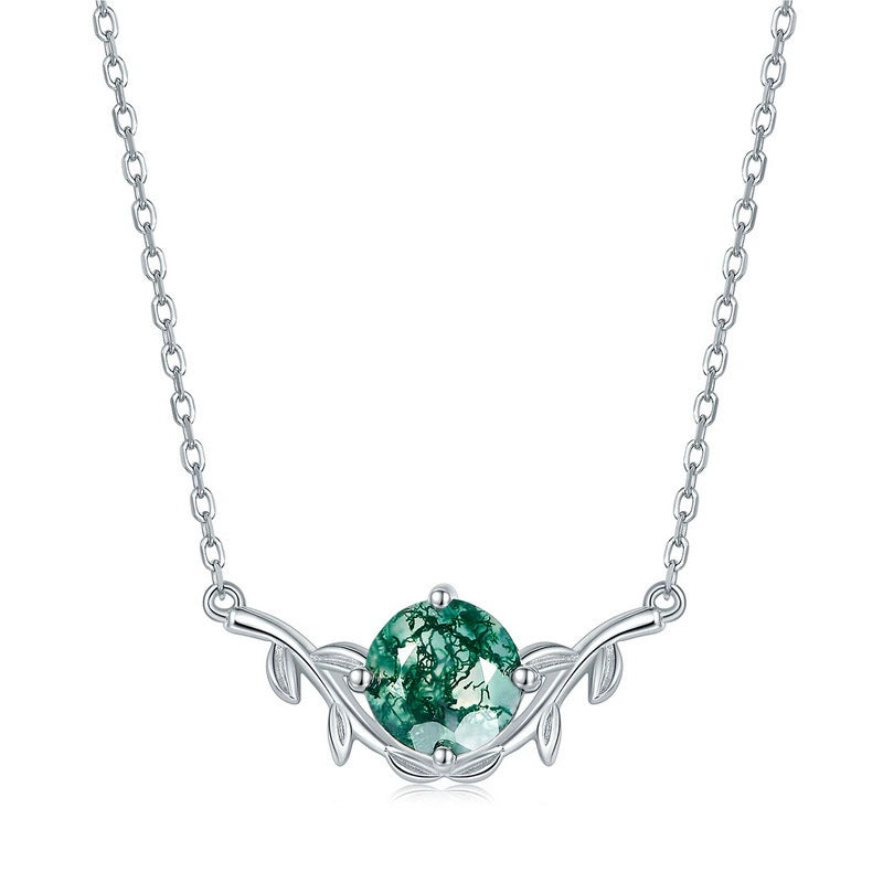 Ophelia Round Cut Moss Agate Nature Necklace
