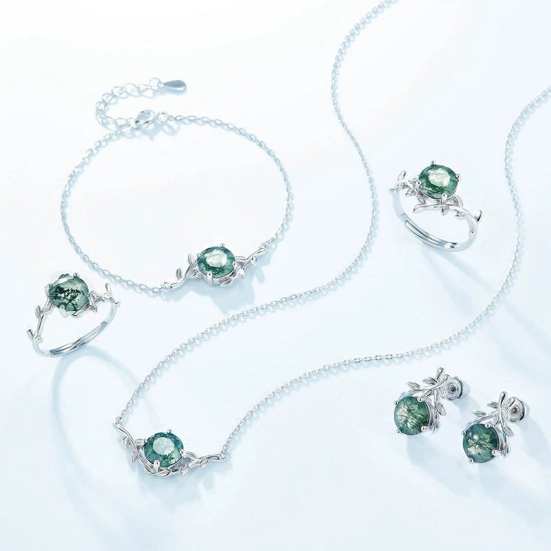 Ophelia Round Cut Moss Agate Nature Necklace