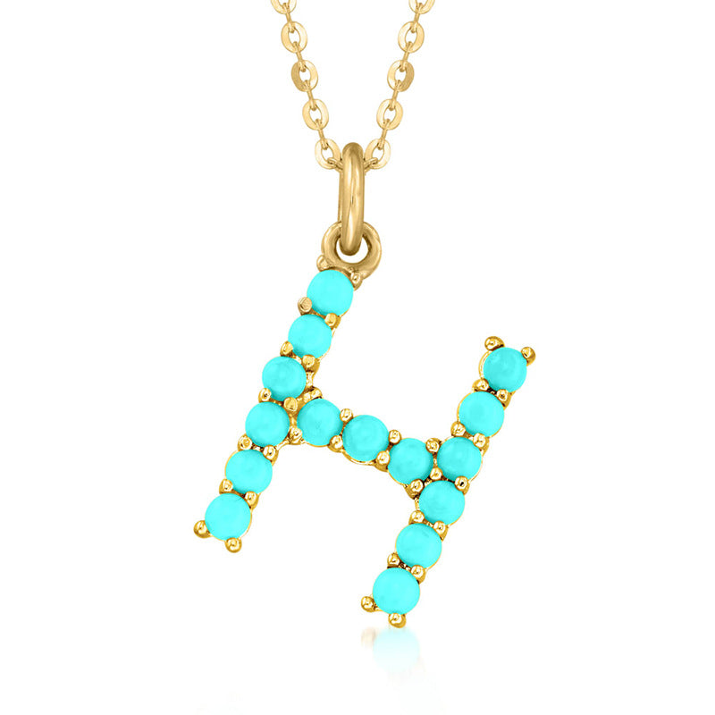 Persephone's Gift Elegant Turquoise Letter Dainty Classic Necklace