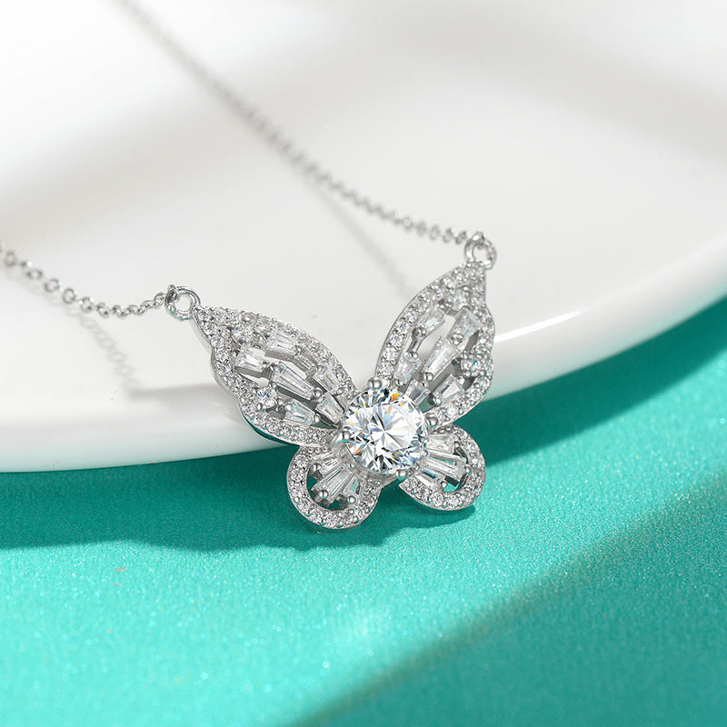 Ethereal - Round Cut Green Moissanite Unique Necklace