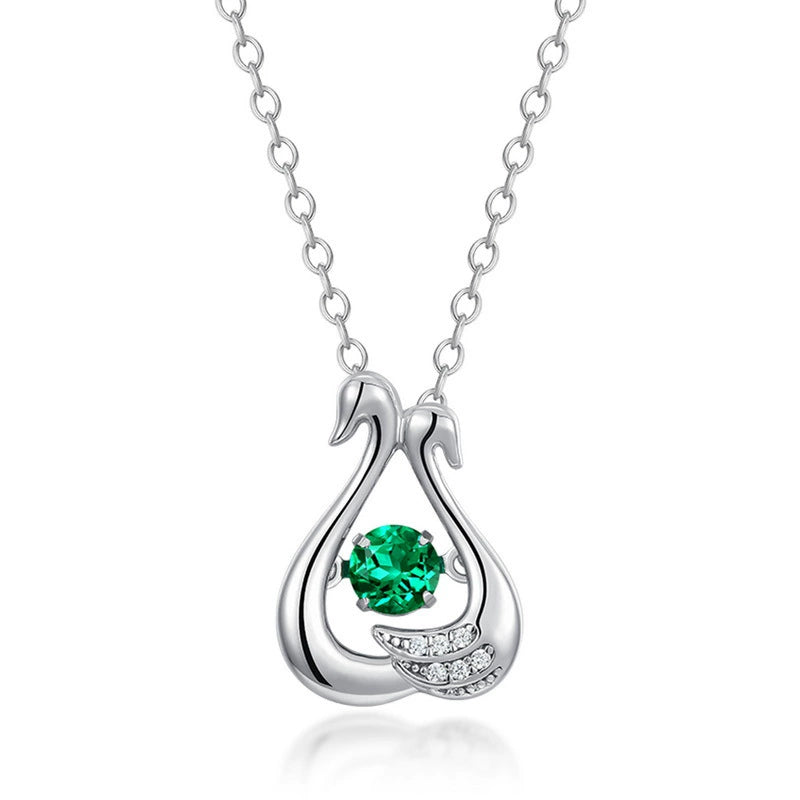 Eloise Round Cut Lab Emerald Nature Necklace