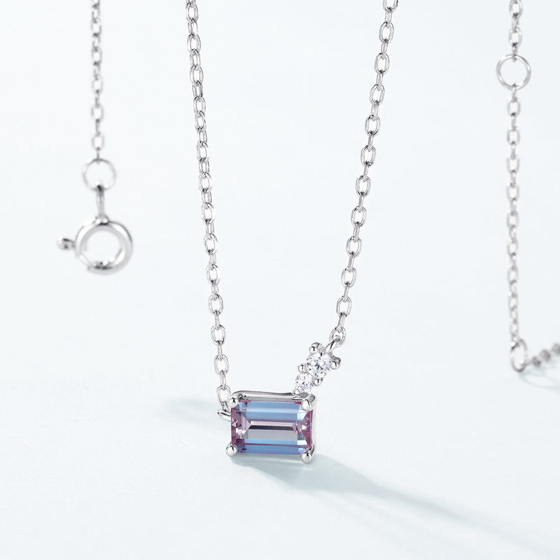 Estelle Emerald Cut Lab Alexandrite Classic Necklace