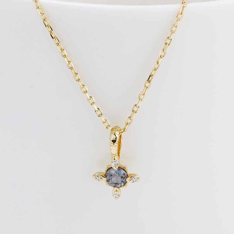 Vivienne Round Cut Lab Alexandrite Vintage Necklace