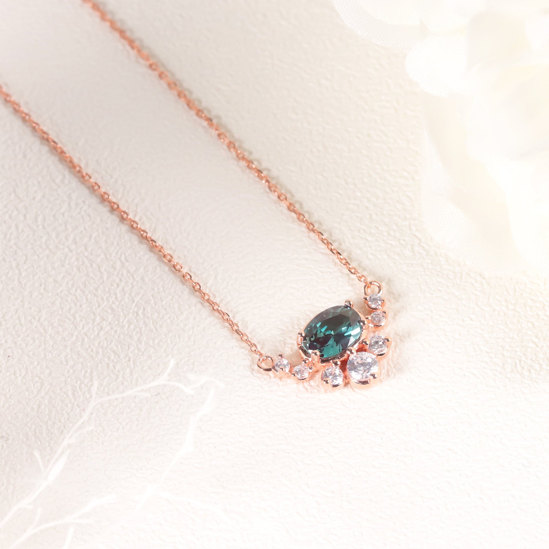 Beatrice Oval Cut Lab Alexandrite Unique Necklace