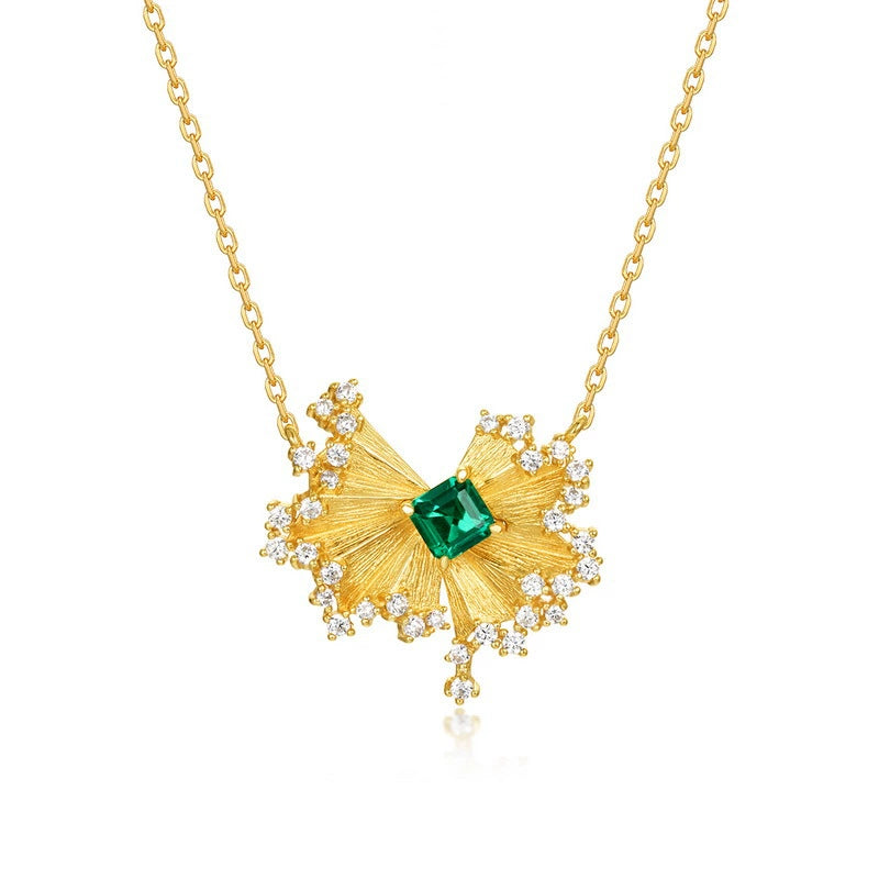Leonard-Princess Cut Emerald Unique Necklace