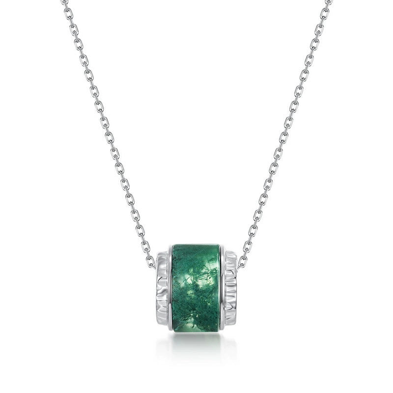 Melora Moss Agate Inlay Halo Necklace