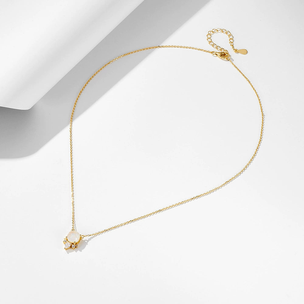 Selene Round Cut Moonstone Classic Necklace