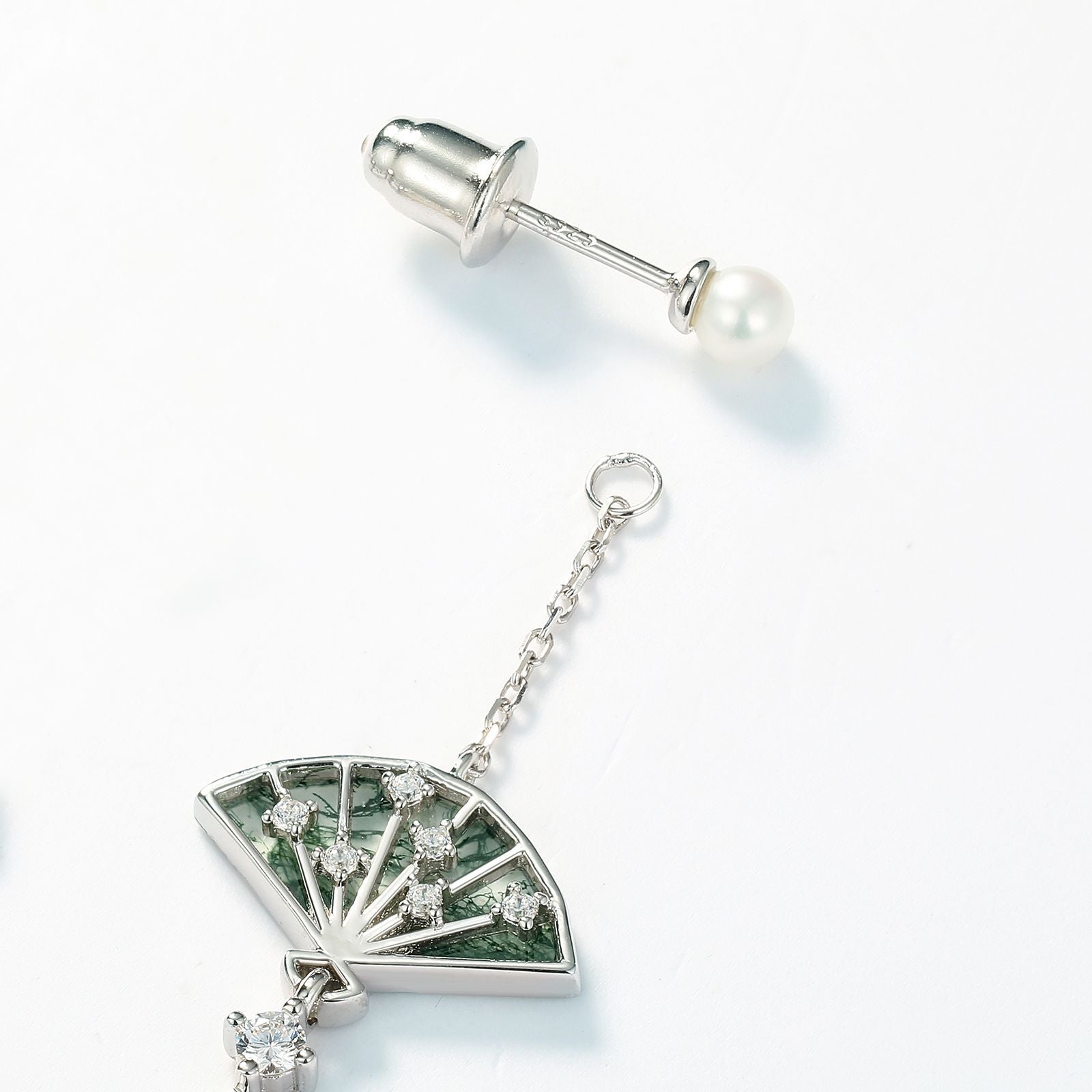 Moss Agate Inlay Tassel Design Unique Choices Drop Earrings