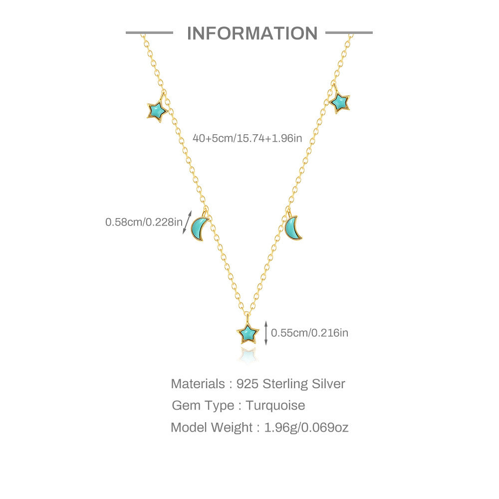 Azure- Star Moon Layered Turquoise Galaxy Necklace