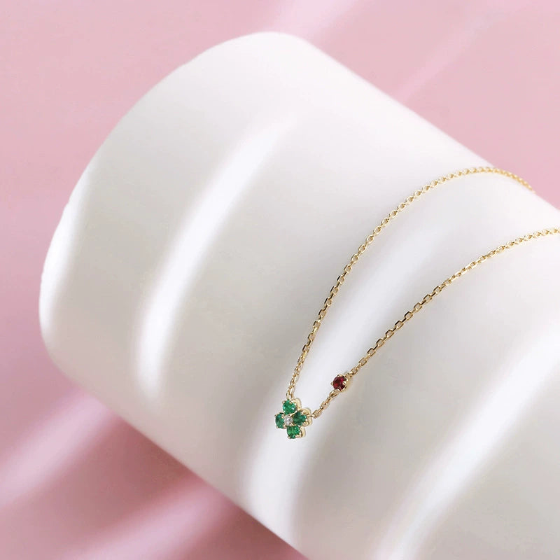 Celestia Round Cut Emerald & ruby  Classic Necklace