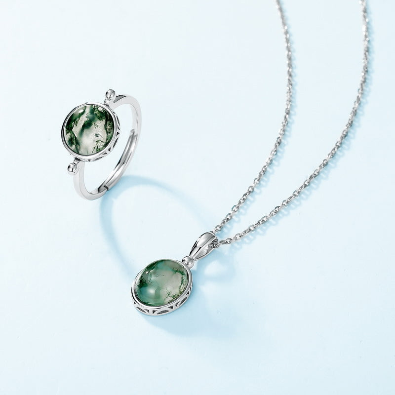 Colliers classiques d'amitié en agate mousse vert clair « Virelia »