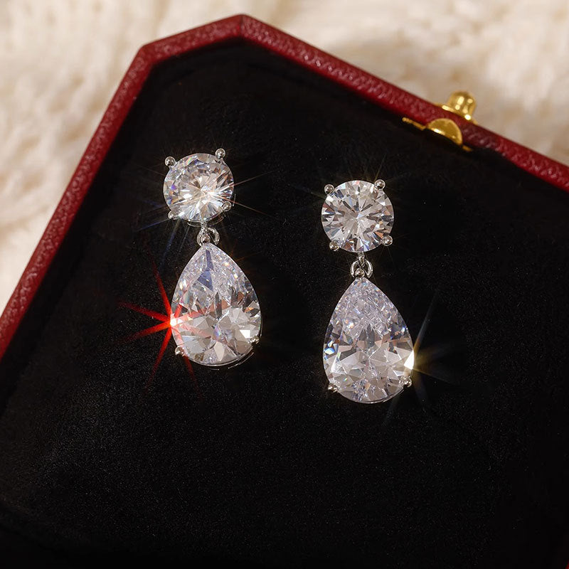 10K/14K Pear Cut Moissanite Drop Earrings Classic Wedding Earrings