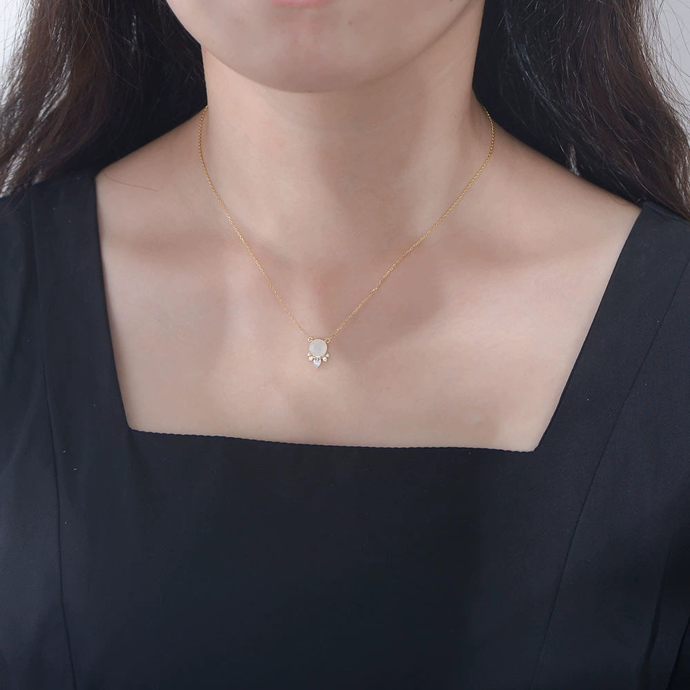 Selene Round Cut Moonstone Classic Necklace