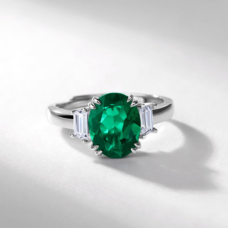 Oval Cut Lab Emerald Classic Collection Adjustable Engagement Ring