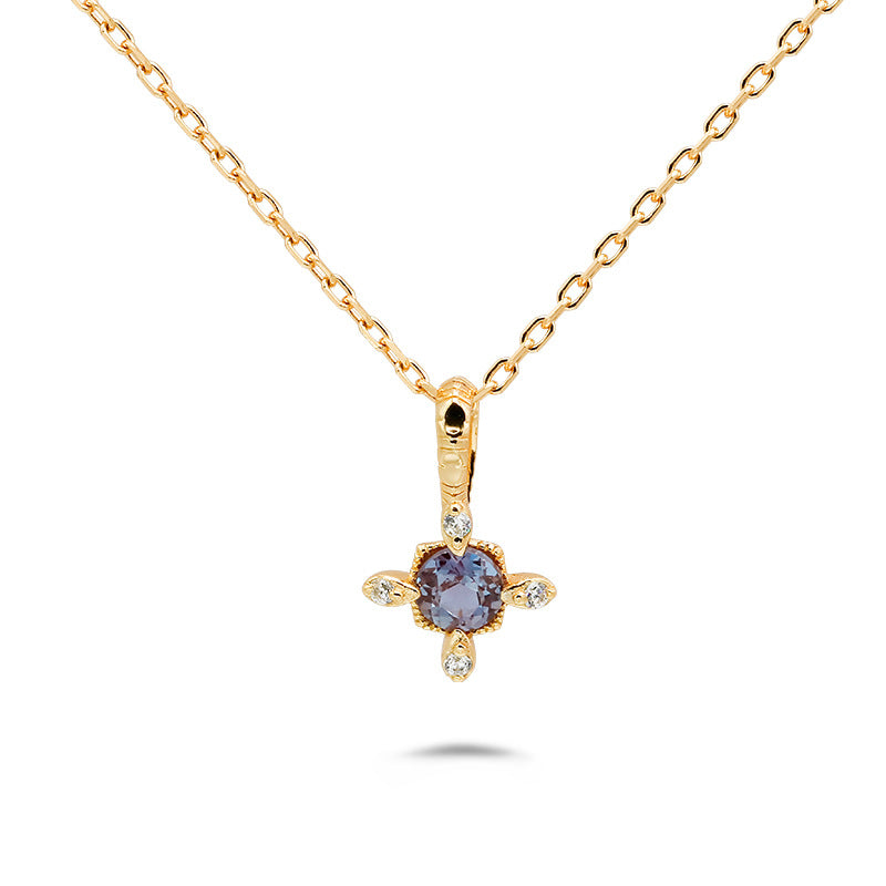 Vivienne Round Cut Lab Alexandrite Vintage Necklace