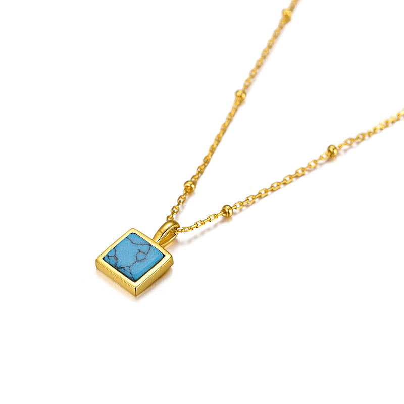 Celestial- Princess Cut Turquoise Classic Necklace
