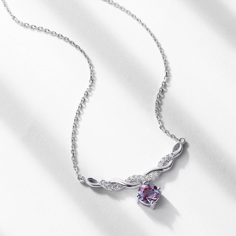 Isadora Round Cut Lab Alexandrite Unique Necklace