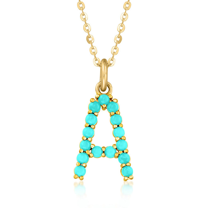 Persephone's Gift Elegant Turquoise Letter Dainty Classic Necklace