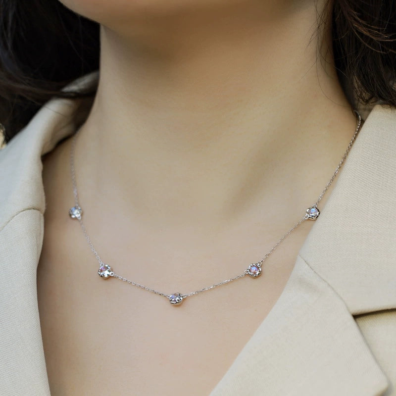 Yvaine Round Cut  Moonstone Classic Necklace